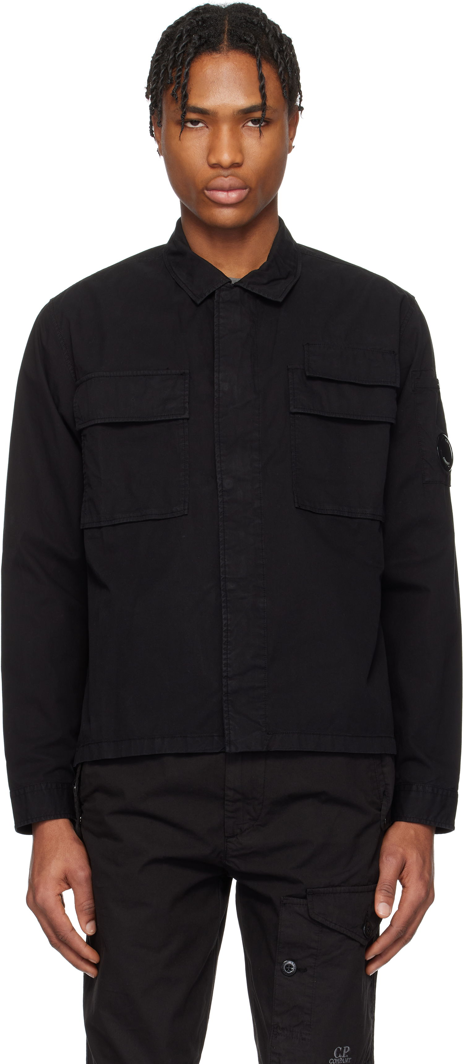 Košeľa C.P. Company C.P. Company Organic Gabardine Utility Lens Shirt Čierna | 18CMSH128A-110143G, 0