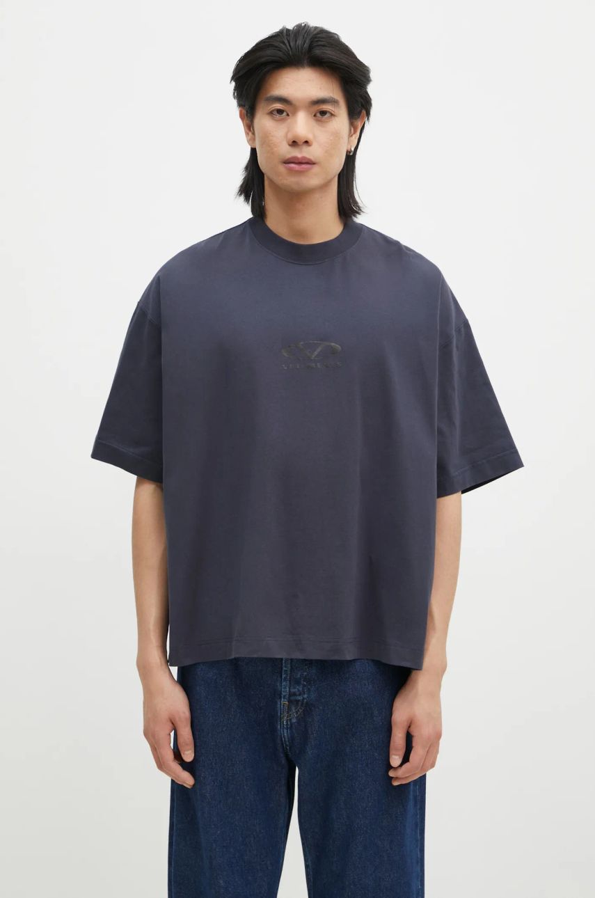 Tričko VETEMENTS Oval Logo Cropped Boxy T-Shirt Modrá | UA66TR600N, 0