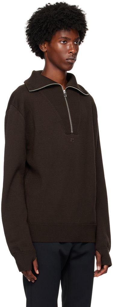 Sveter Courrèges Wool Quarter-Zip Sweater Hnedá | 324MPU171FI0036, 1