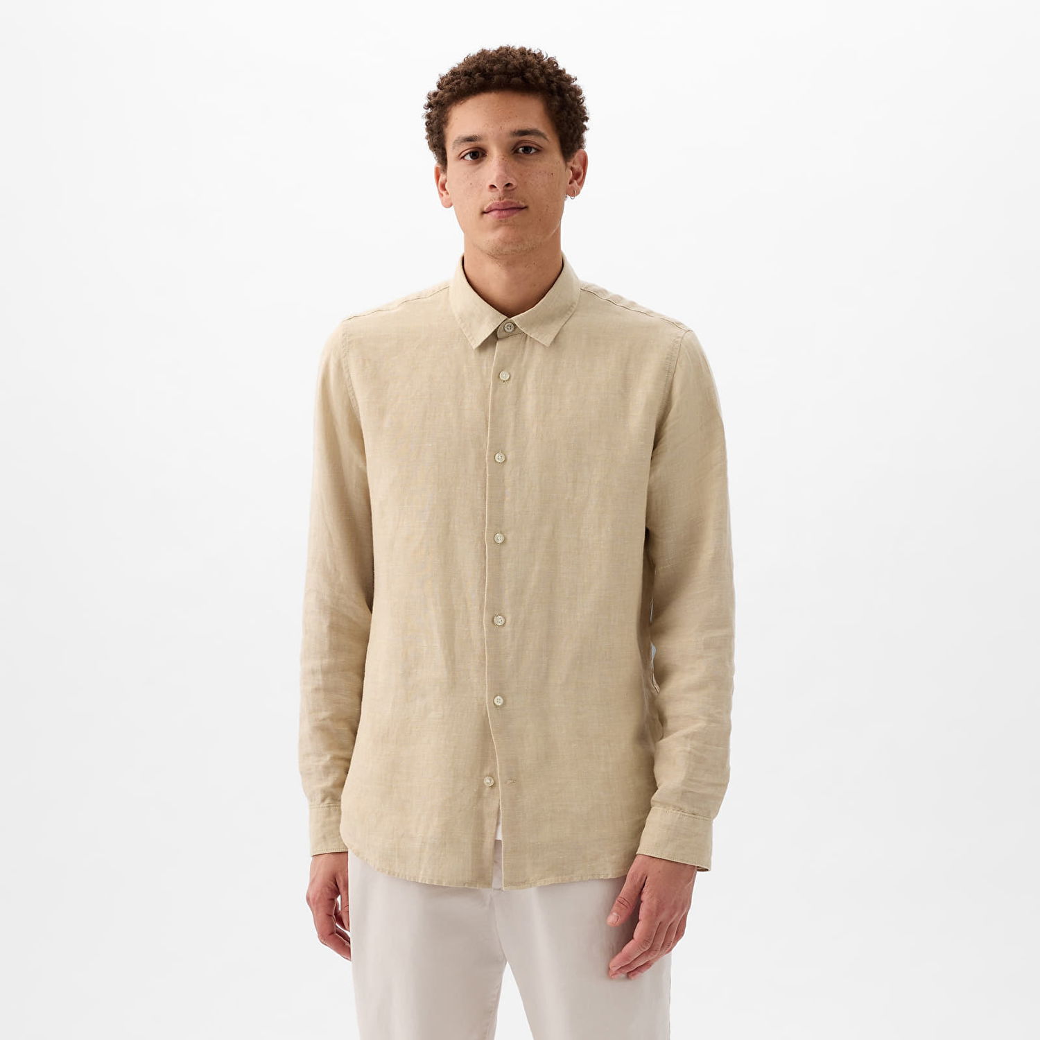 Košeľa GAP Longsleeve Linen Shirt Oatmeal Heather Béžová | 855351-06, 0