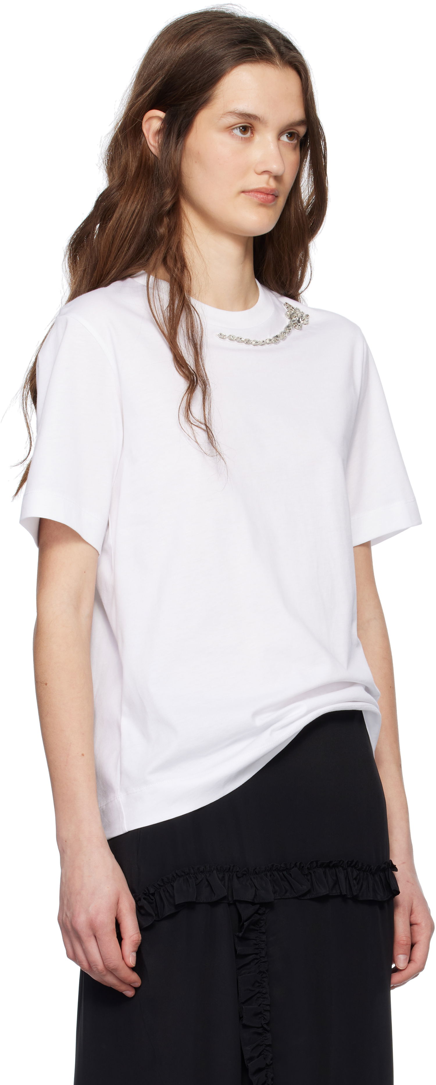 Tričko Simone Rocha Simone Rocha Embellished Flower T-Shirt Biela | 5342B 0553, 1