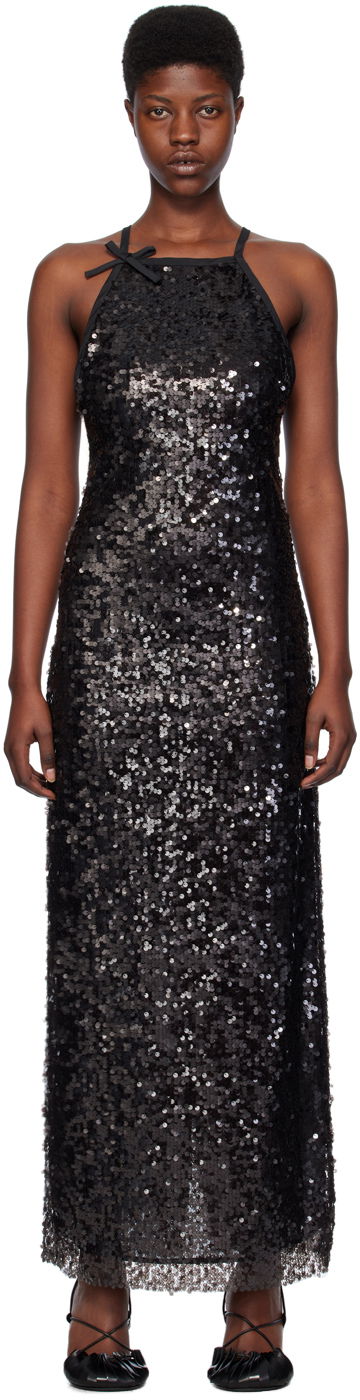 Šaty MSGM Sequin Maxi Dress Čierna | 3641MDA48 247122