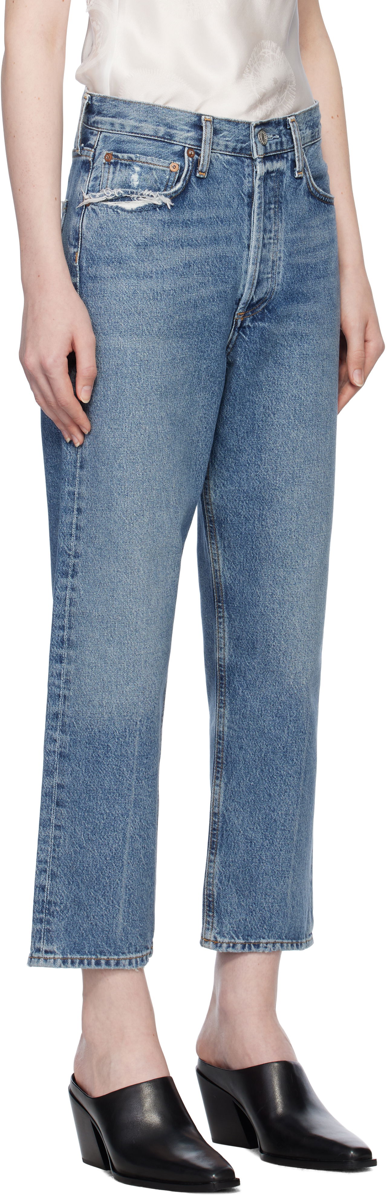 90's Crop Mid Rise Straight Jeans