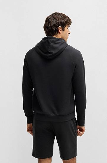 Mikina BOSS BOSS Cotton-Terry Hoodie with Stripe Print Čierna | 50540667, 1