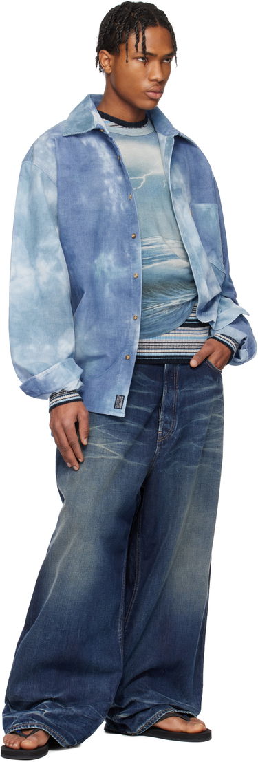 Košeľa ERL ERL Tie-Dye Corduroy Overshirt Modrá | ERL10B007, 3