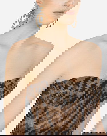 Crop Top Dolce & Gabbana Leopard-print Tulle Bustier Rôznofarebný | F73V4TFSEGZHY13M, 3
