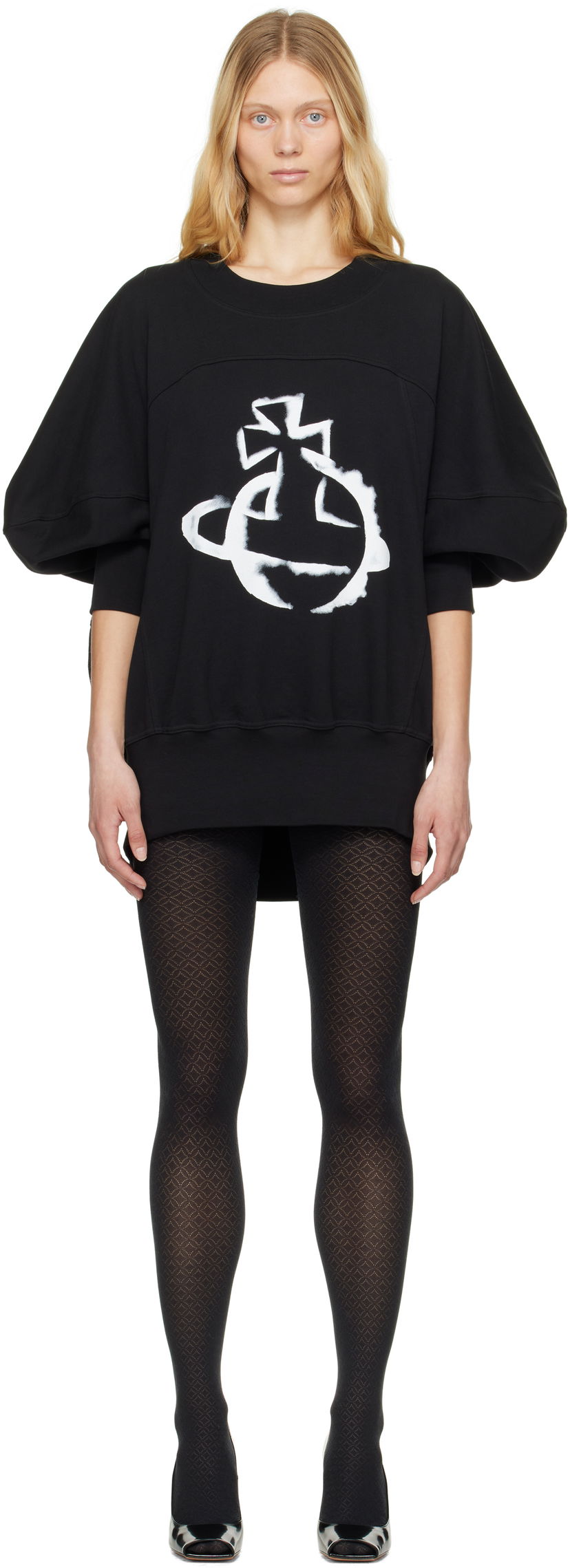 Sveter Vivienne Westwood Vivienne Westwood Stencil Orb Overhead Sweat Minidress Čierna | 1I01000X-J006O-