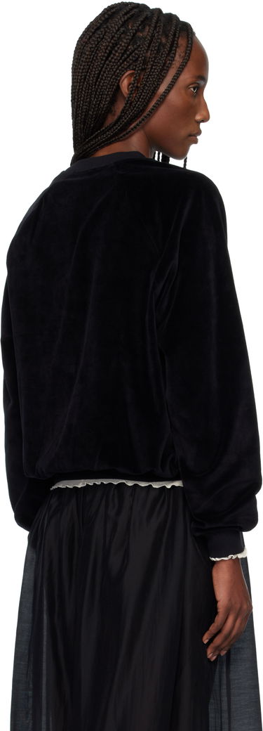 Mikina Baserange Velvet Raglan Sweatshirt with Ruffle Trim Čierna | PURR-VE-WI25, 2