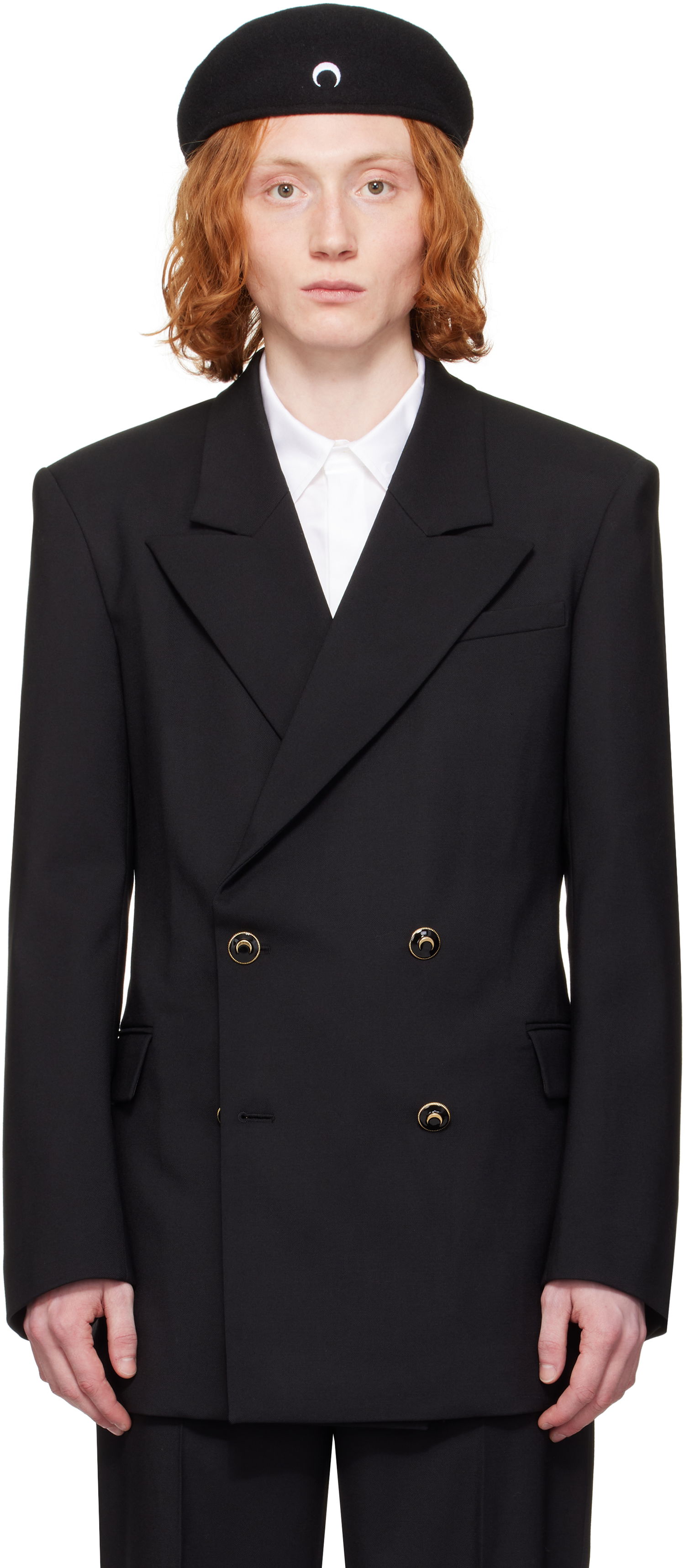 Baretka Marine Serre Marine Serre Virgin Wool Twill Fitted Blazer Čierna | MJA074A RWOV0001, 0