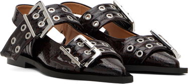 Opasok GANNI GANNI Snake Buckle Flats Hnedá | S2951, 3
