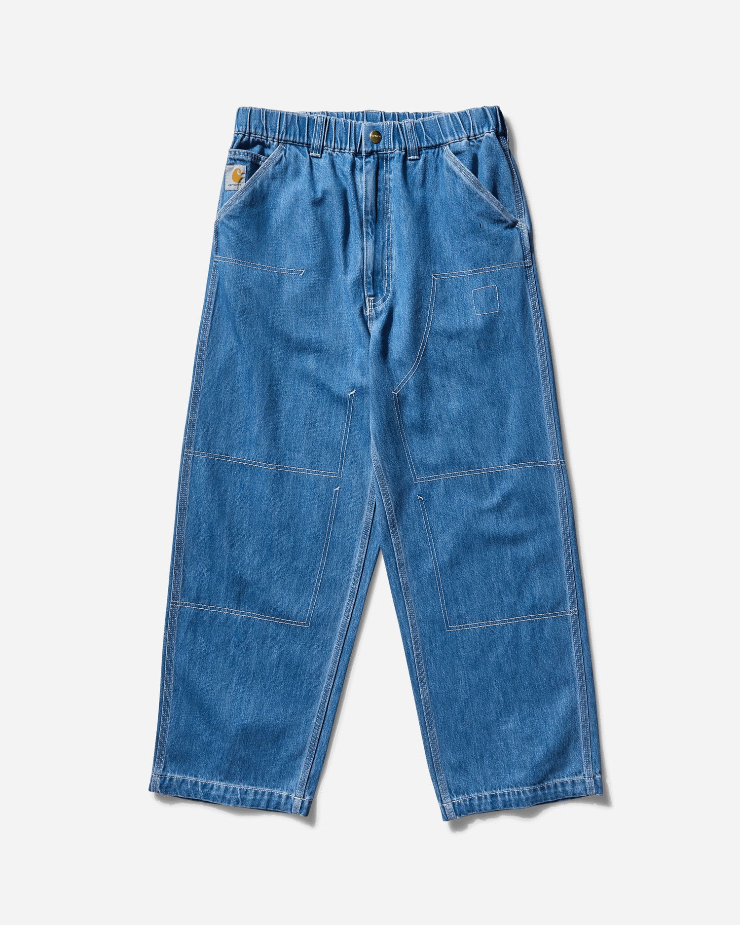 Cargo nohavice Carhartt WIP Double Knee Stone Washed Pants Modrá | A242055 106, 0