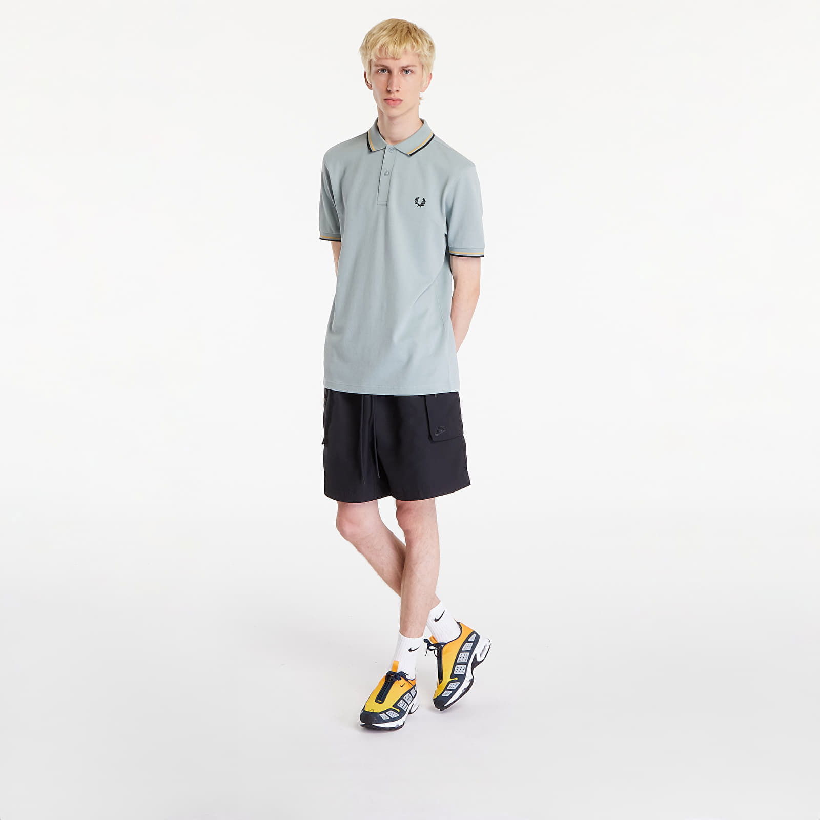 The Twin Tipped Polo Short Sleeve Tee Silver Blue/ Dark Caramel/ Black