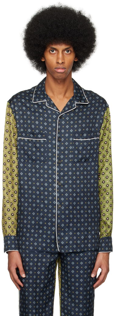 Pyžamo Erdem Patterned Long Sleeve Shirt Modrá | MS23_501MPFBT LUCIUS PYJAMA TOP, 0