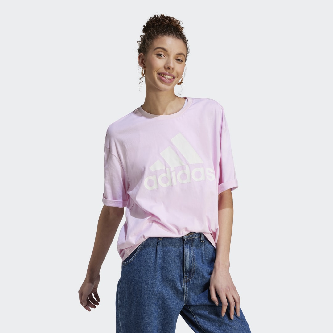 Tričko adidas Originals Essentials Big Logo Boyfriend Ružová | IC9860, 0
