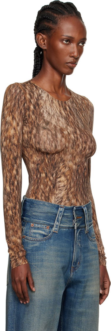 Body Maison Margiela MM6 Maison Margiela Printed Jersey Bodysuit Hnedá | S52NA0074 M20112, 1