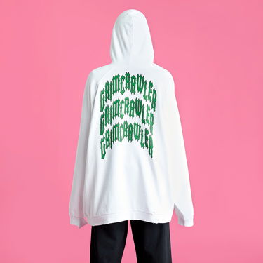 Mikina RAF SIMONS Destroyed Oversized Hoodie Biela | 221-M176-19003-0010, 2
