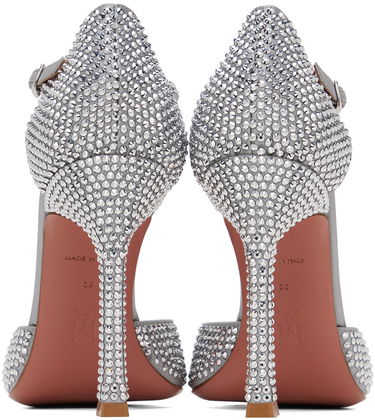 Tenisky a topánky Amina Muaddi Crystal Embellished Slingback Pumps Šedá | VITTORIA PUMP SR SATIN, 1