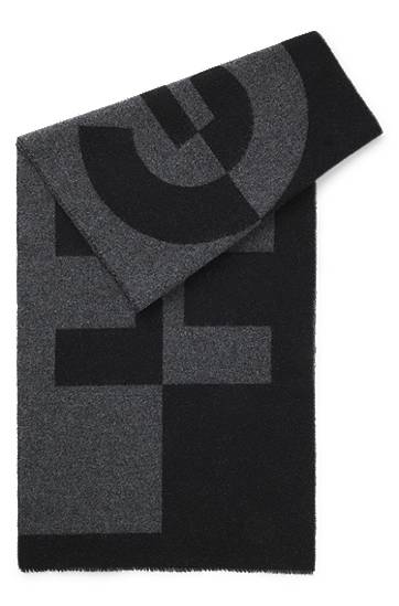 Šál BOSS Wool-blend scarf with stacked logos Rôznofarebný | 50524767