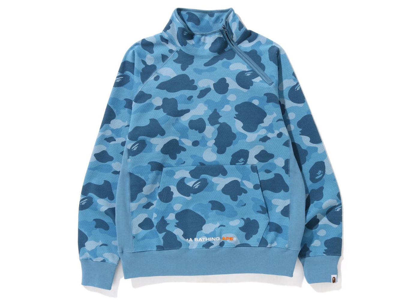 Sveter BAPE Honeycomb Camo Side Zip Crewneck Modrá | 1J30-113-006, 0