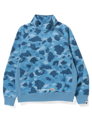 Sveter BAPE Honeycomb Camo Side Zip Crewneck Modrá | 1J30-113-006