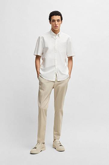 Košeľa BOSS Regular-Fit Oxford Cotton Button-Down Shirt Biela | 50539291, 1
