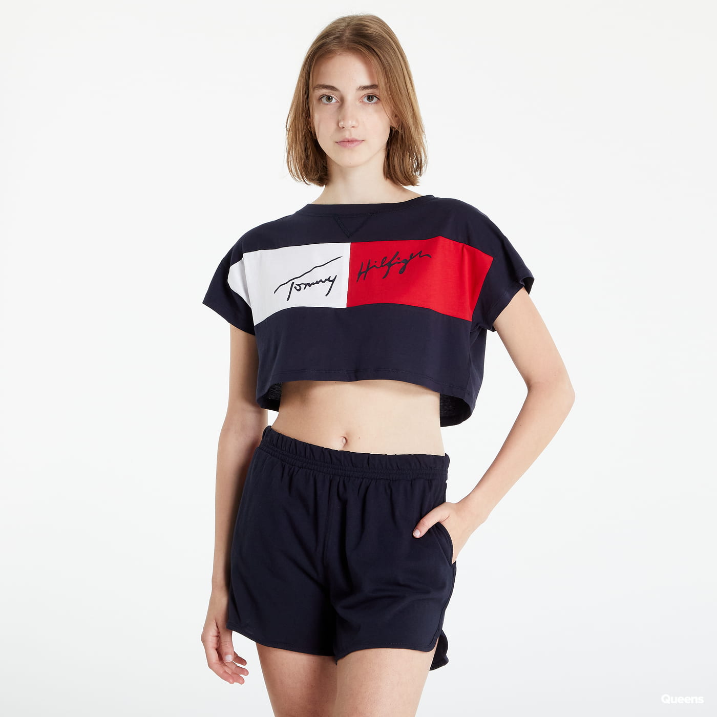 Crop Top Tommy Hilfiger Cropped T-shirt Navy | UW0UW03467-DW5, 0