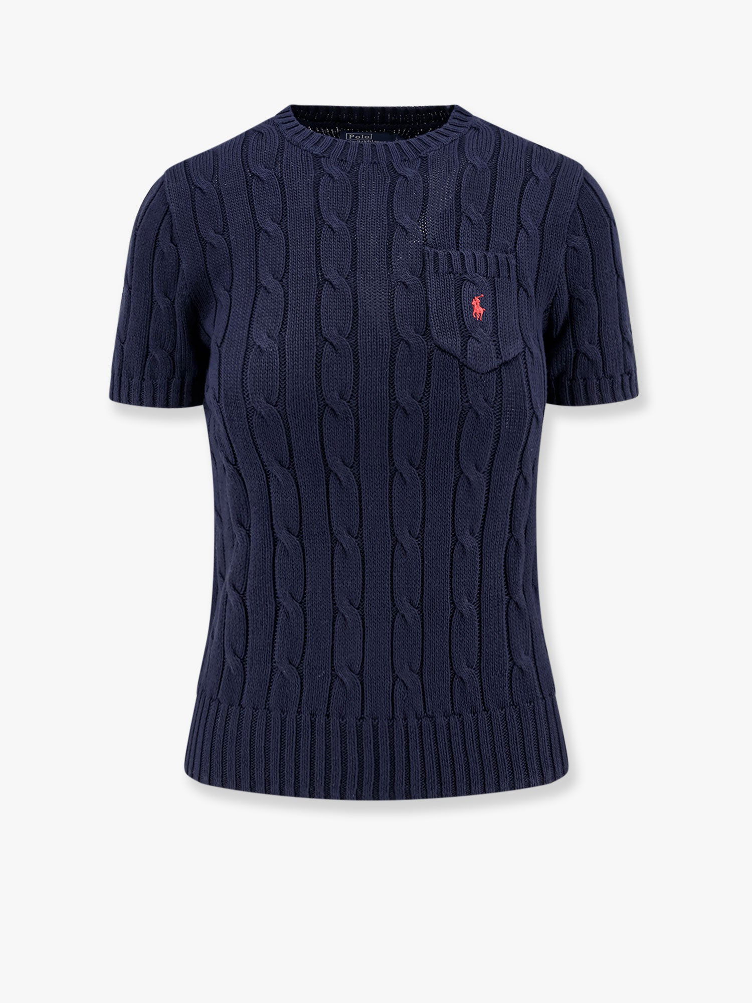 Sveter Polo by Ralph Lauren Women's Cable Knit Short Sleeve Sweater with Pocket by Polo Ralph Lauren Navy | 211895379010, 0