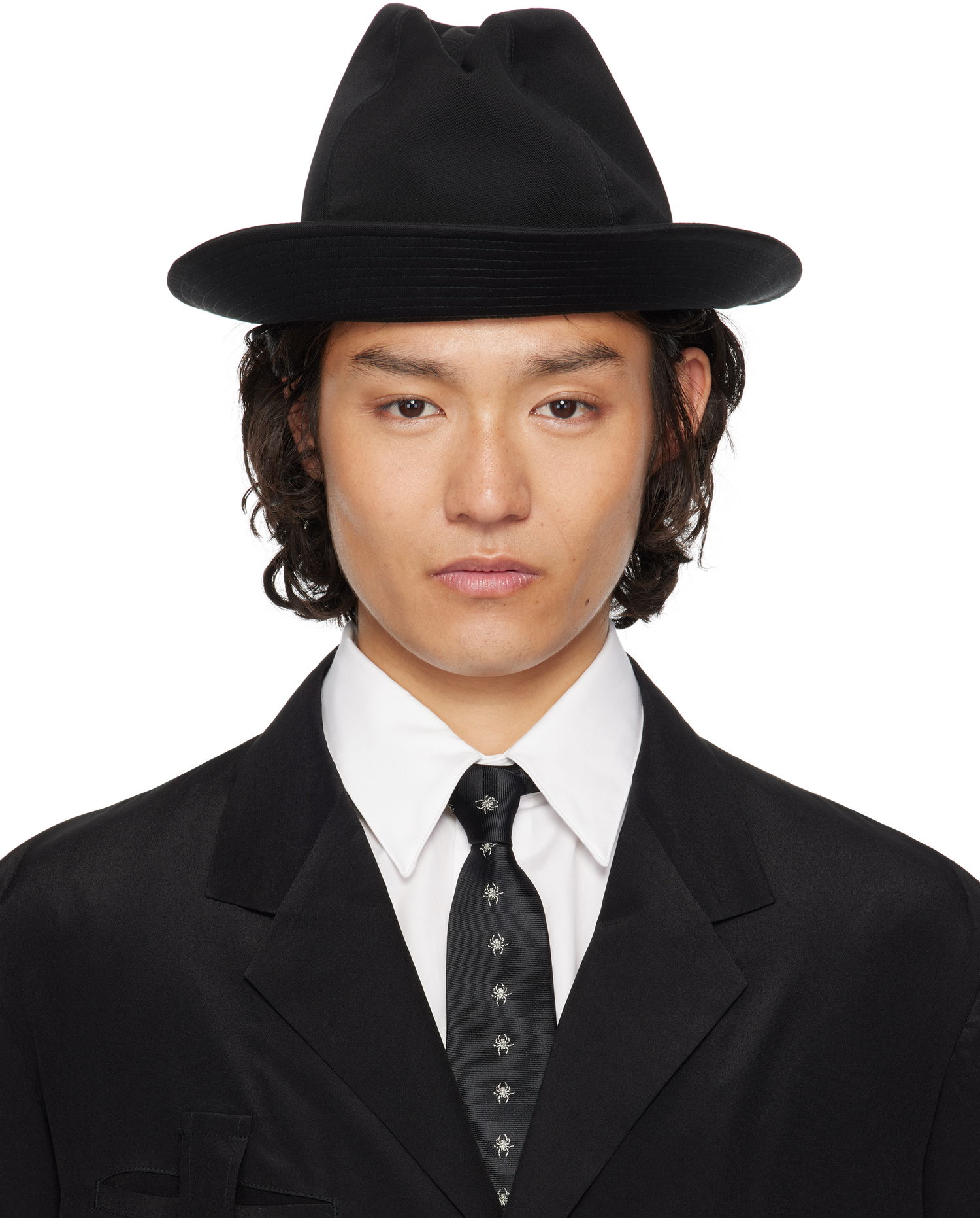 Klobúk Yohji Yamamoto Yohji Yamamoto Wool Gabardine Fedora Čierna | HP-H09-100, 0