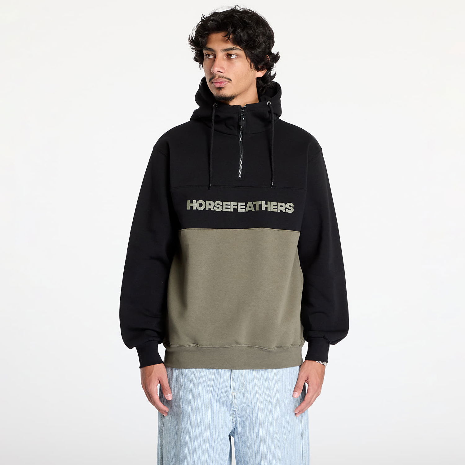 Tričko Horsefeathers Fulton Sweatshirt Burnt Olive M Čierna | SM1354B, 0