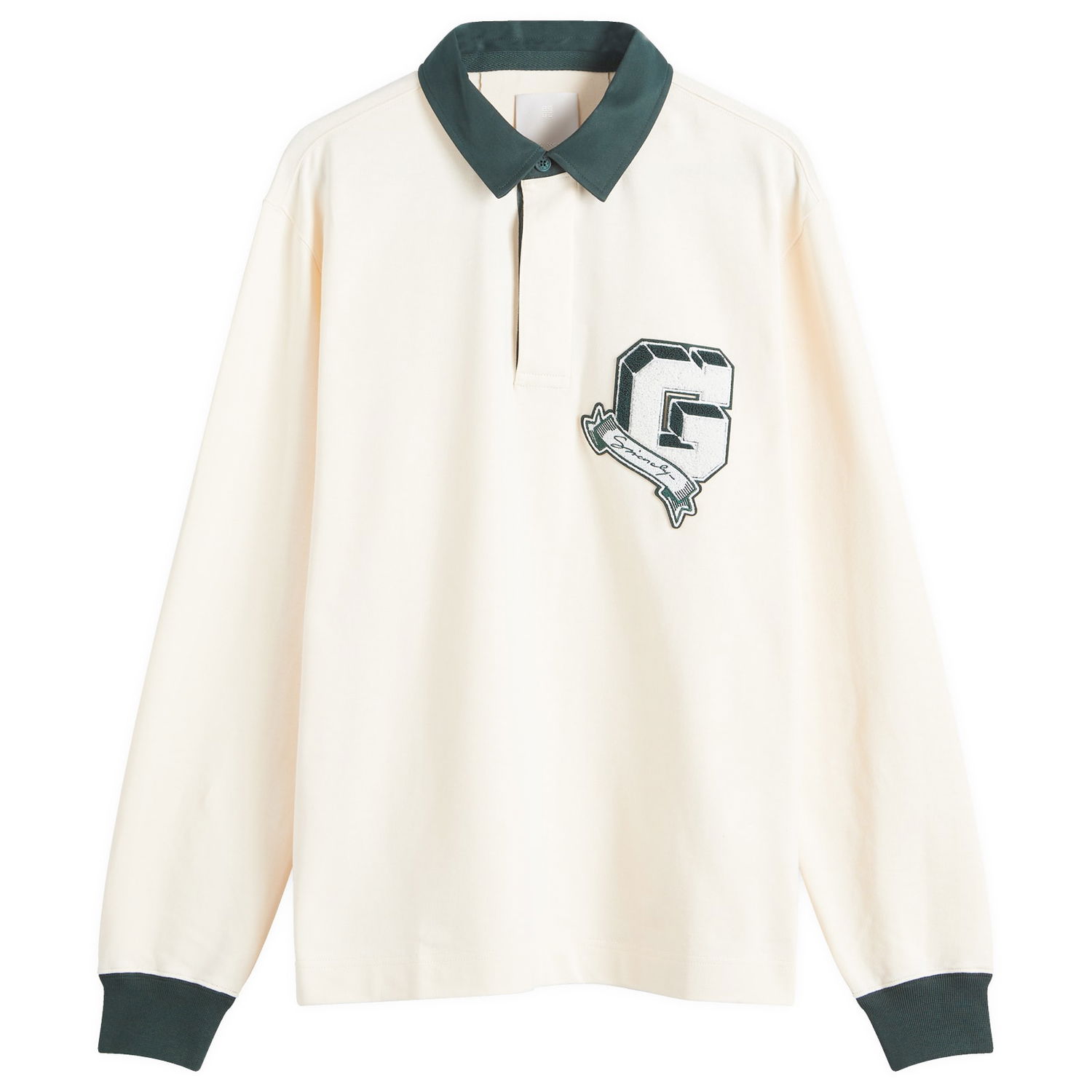 Polo tričko Givenchy Long Sleeve Polo with Graphic Embroidery Biela | BM71MT3YPD-115, 0