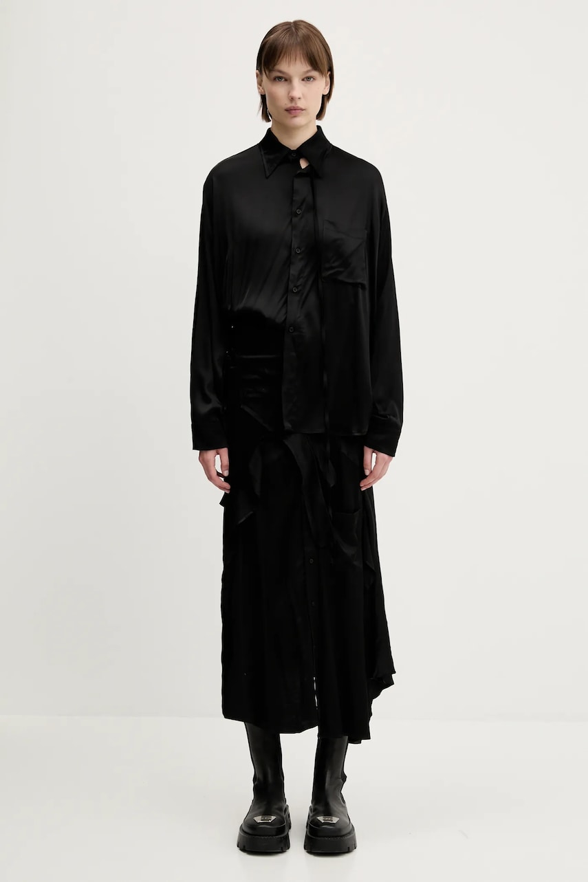 Košeľa Ottolinger Ottolinger Deconstructed Satin Maxi Dress Čierna | 111.501911.02, 0
