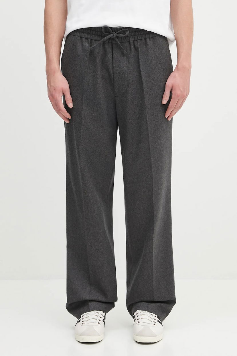 Nohavice Drôle de Monsieur Drôle de Monsieur Le Pantalon ...lastiquE Flanelle Wool Trousers Šedá | H.BP191.WV008