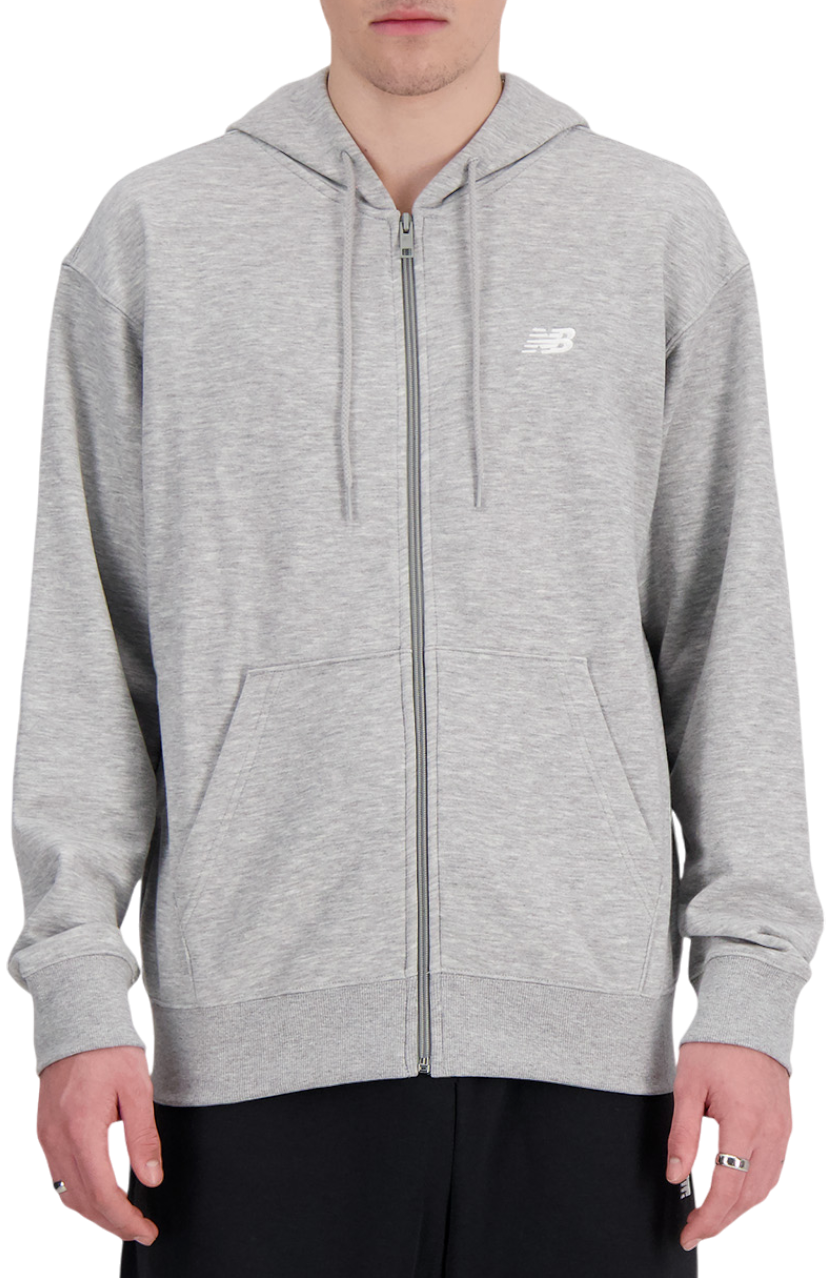 Mikina New Balance Essentials Logo Fleece Full Zip Hoodie Šedá | mj41502-ag, 0