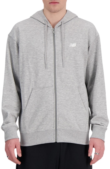 Mikina New Balance Essentials Logo Fleece Full Zip Hoodie Šedá | mj41502-ag, 0
