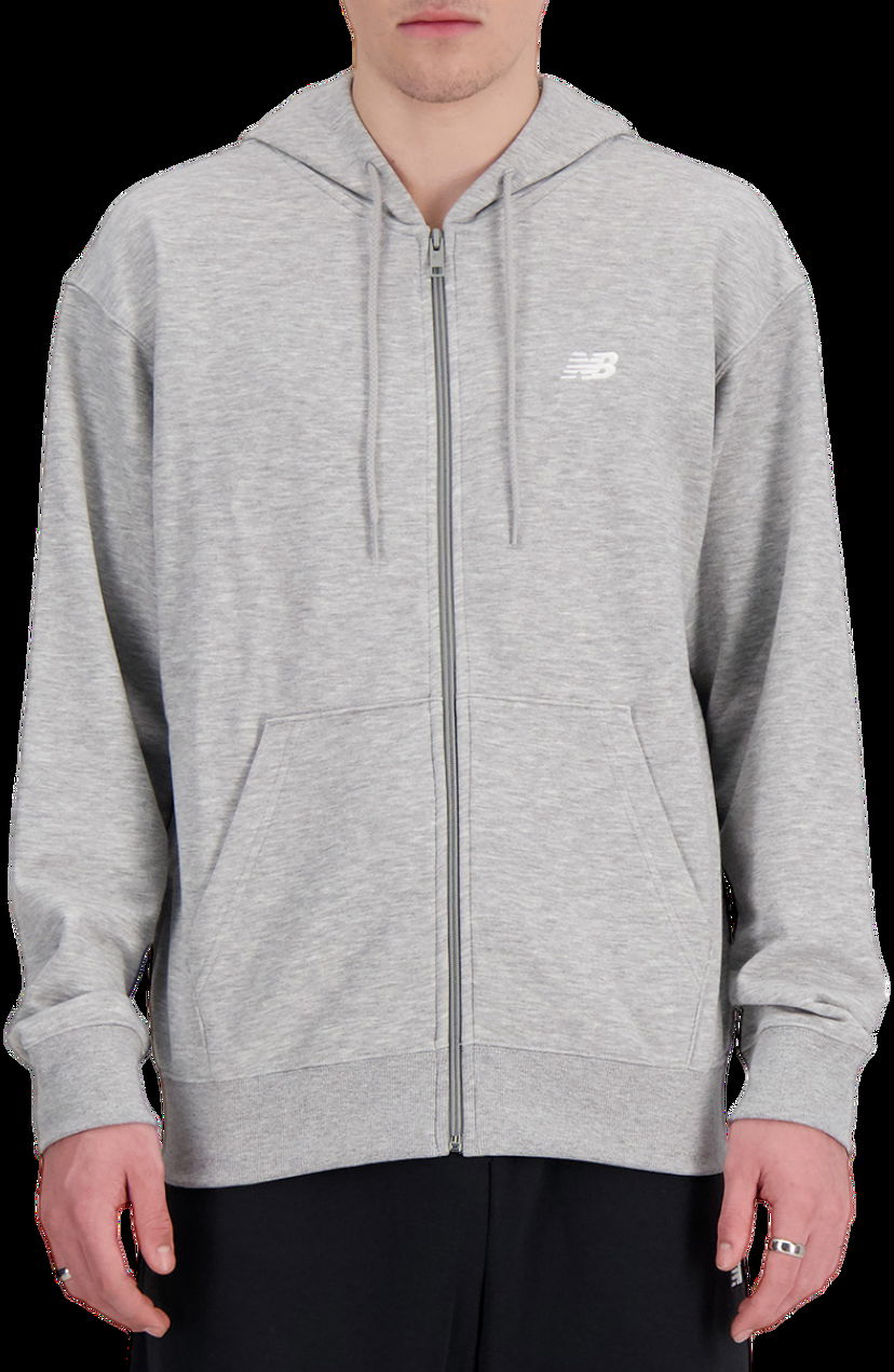 Mikina New Balance Essentials Logo Fleece Full Zip Hoodie Šedá | mj41502-ag