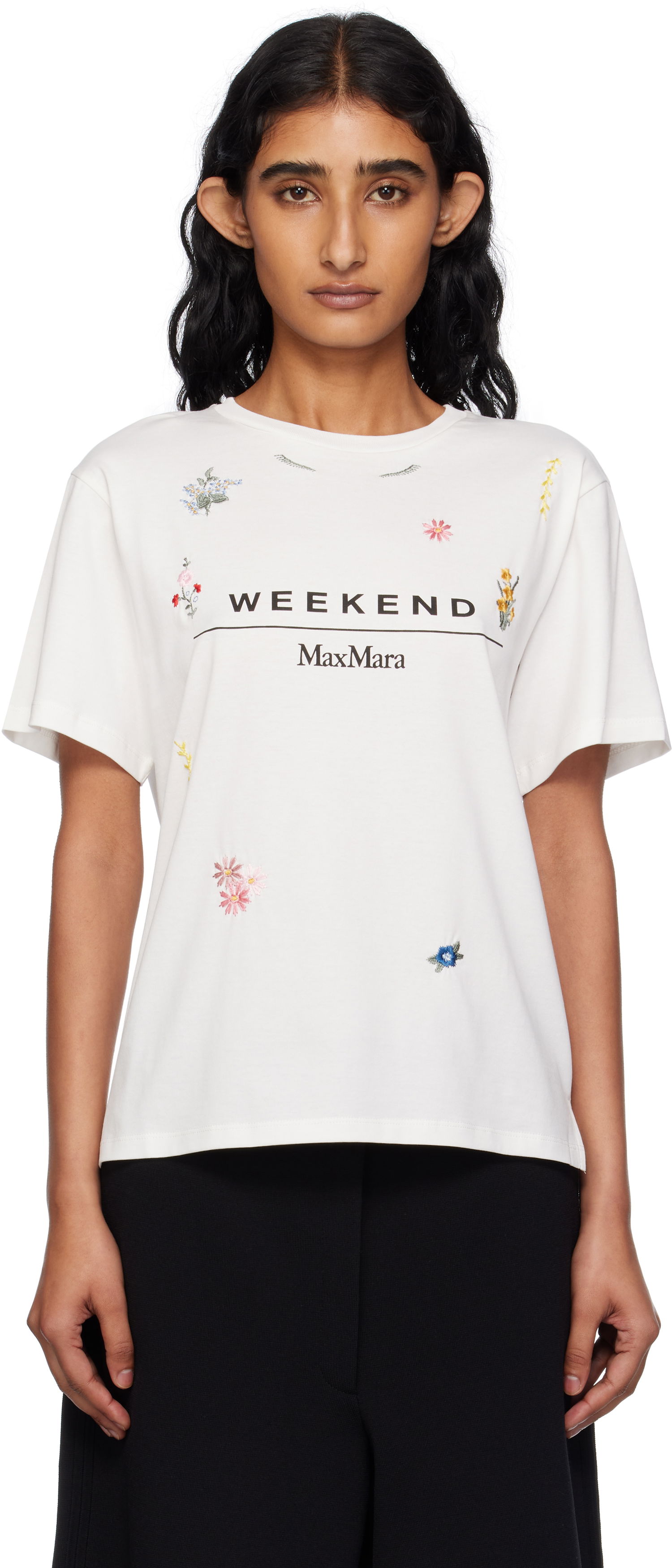 Tričko Max Mara Weekend Max Mara Olga Floral Embroidered T-Shirt Biela | 2515971042600, 0