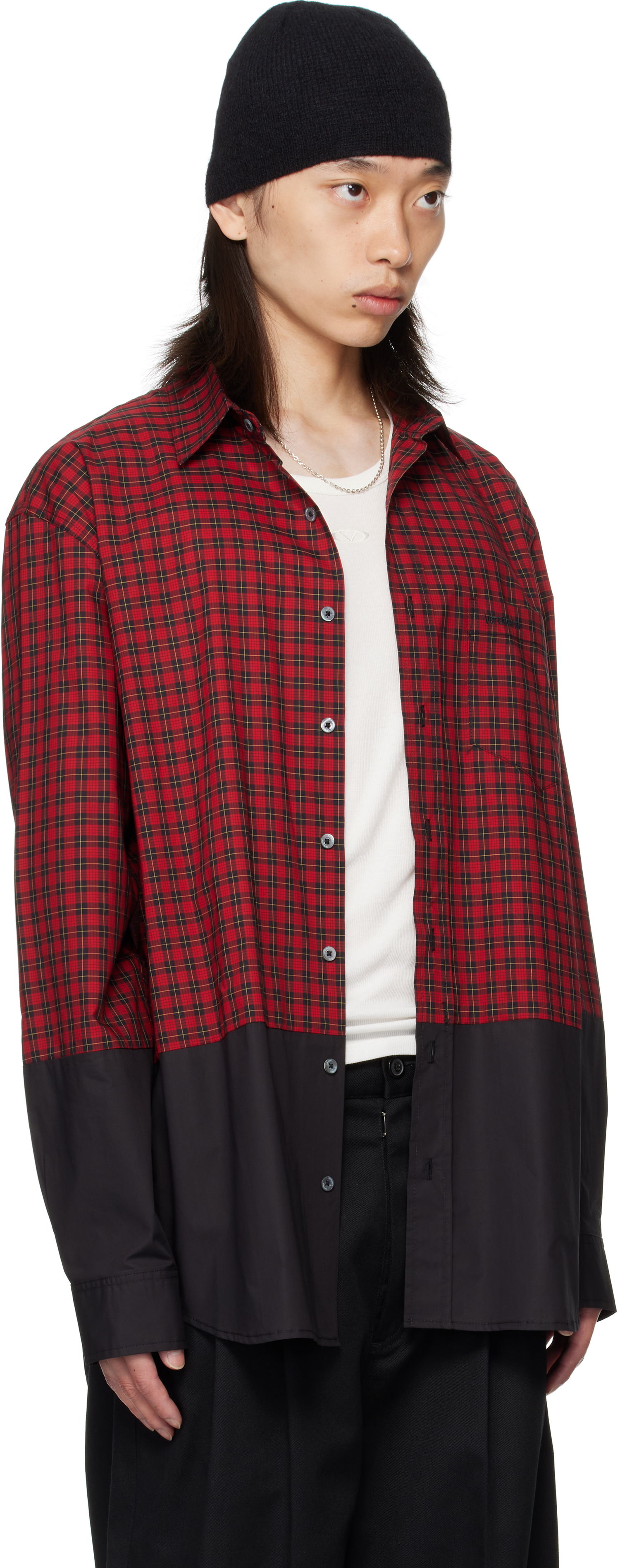 Košeľa VETEMENTS VETEMENTS Splitted Plaid Shirt Červená | UH76SH630RB, 1