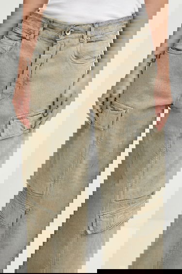 Cargo nohavice Rick Owens Rick Owens DRKSHDW Cotton Wide Leg Double Cargo Jeans with Medium Waist Béžová | DS02E7308.DMP, 3