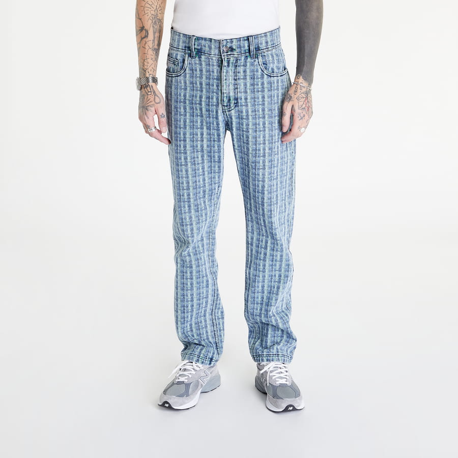 Nohavice Pleasures Jeans Dallas Denim Pant Modrá | P22F009 GREEN, 0