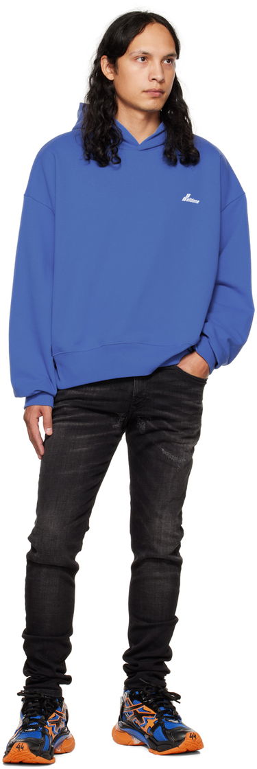 Mikina We11done We11done Lettering Symbol Hoodie Modrá | WD-TH3-22-840-U-BL, 3