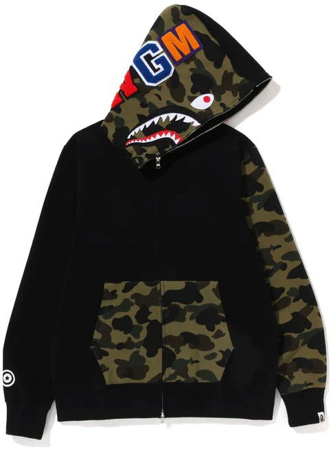Mikina BAPE 1st Camo Shark Full Zip Hoodie Čierna | 1I70115009-BLK, 0