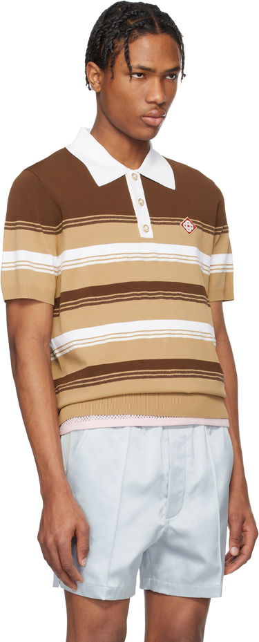Polo tričko Casablanca Casablanca Stripe Knit Polo Hnedá | MS25-KW-907-01, 1