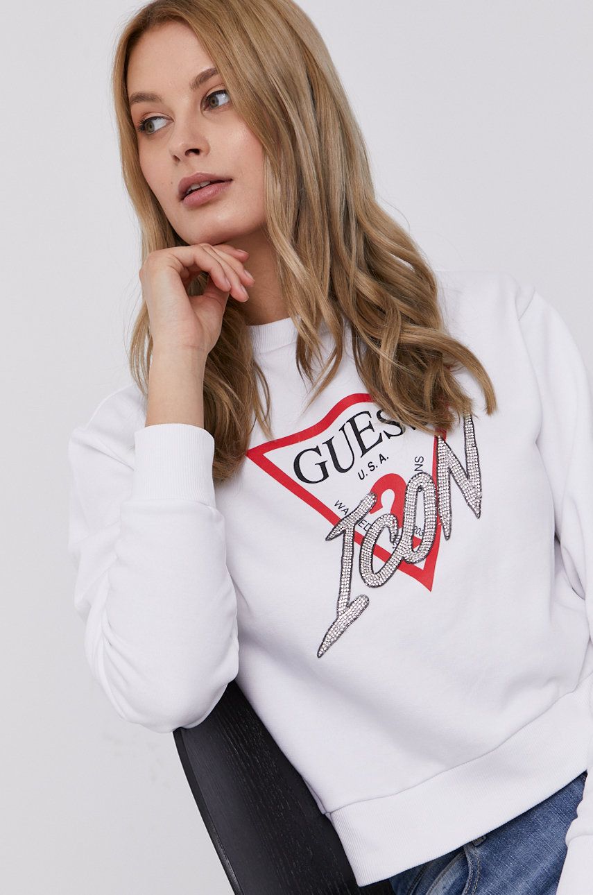 Mikina GUESS Icon Sweatshirt Biela | W1YQ0C.K68I0, 0