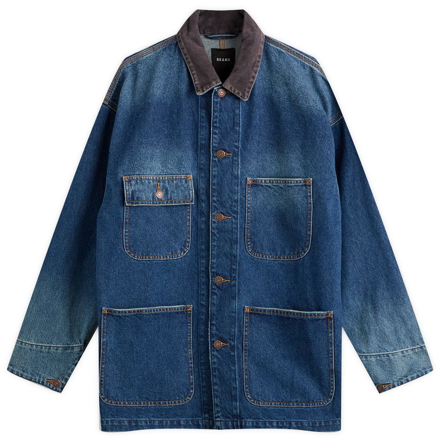 Bunda BEAMS BEAMS Loose Coverall Denim Jacket, Size Small Modrá | 1118-3309-791-78, 0