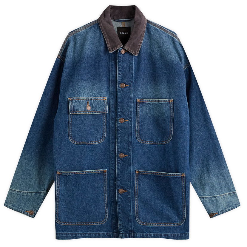 Bunda BEAMS BEAMS Loose Coverall Denim Jacket, Size Small Modrá | 1118-3309-791-78