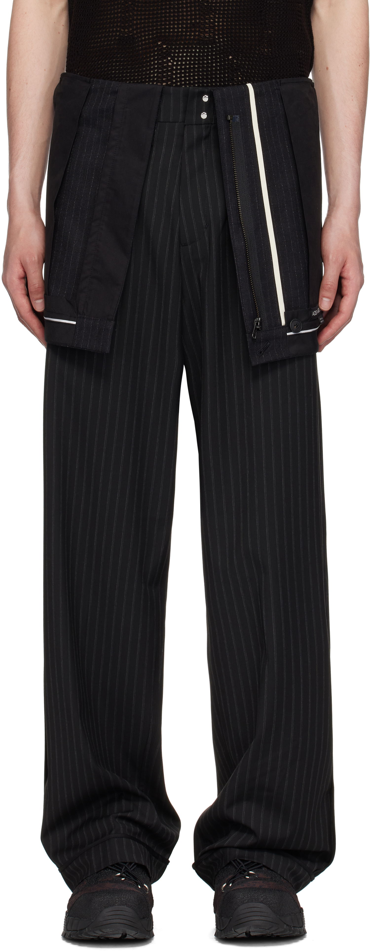 Nohavice Andersson Bell Inside Out Stripe Trousers Čierna | apa813m, 0