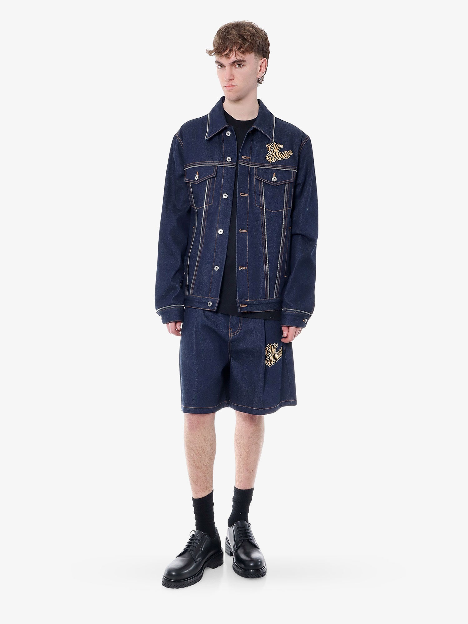 Bunda Off-White JACKET - OFF WHITE Navy | OMYE092S24DEN0014522, 1