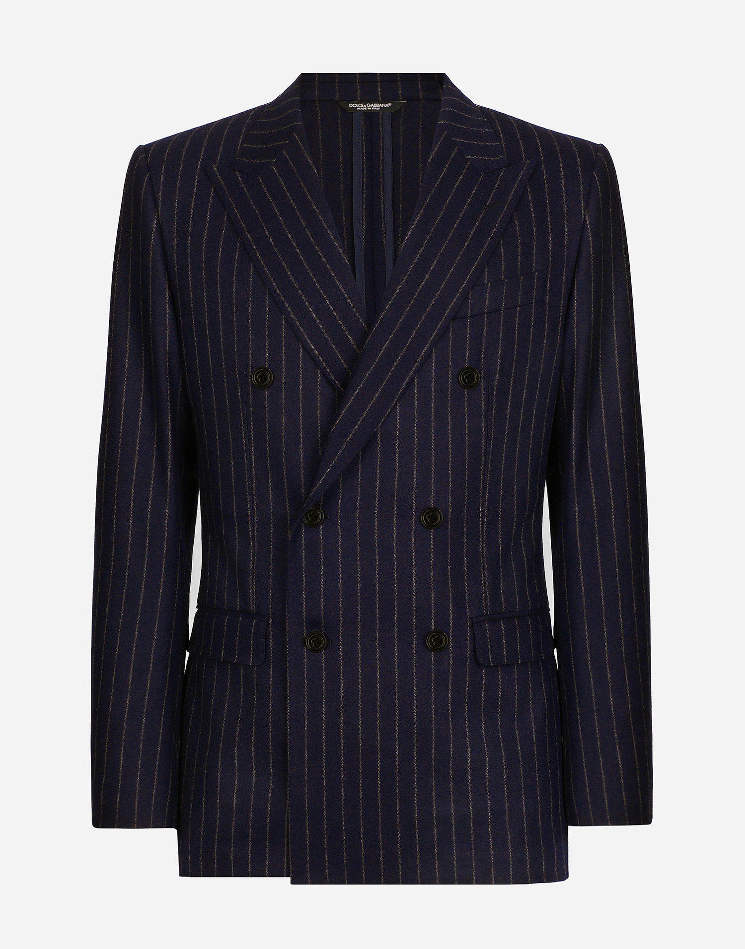Bunda Dolce & Gabbana Dolce & Gabbana Double-breasted Pinstripe Flannel Taormina-Fit Jacket Navy | G2NW1TFRCB7S8053, 0