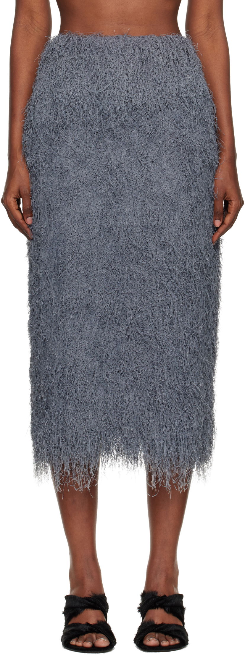 Sukňa Dries Van Noten Dries Van Noten Fringed Midi Skirt Šedá | 252-010860-2031
