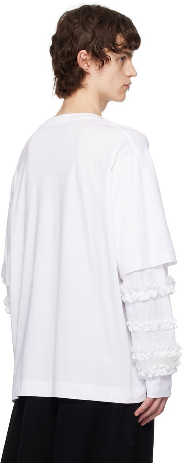 Tričko Simone Rocha Simone Rocha Layered Ruffle Frill Long Sleeve T-Shirt Biela | 5326 0553, 2